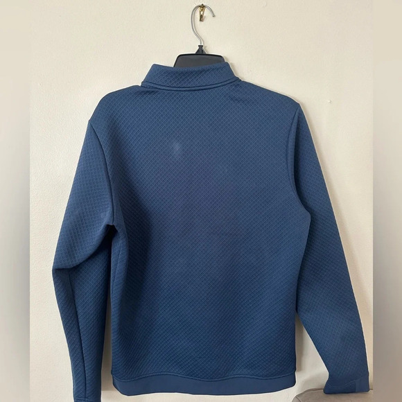 Men's Under Armor Small Blue Waffle Material Quarter Zip - Picture 3 of 4